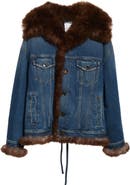 Dolce&Gabbana Genuine Shearling Trim Denim Trucker Jacket