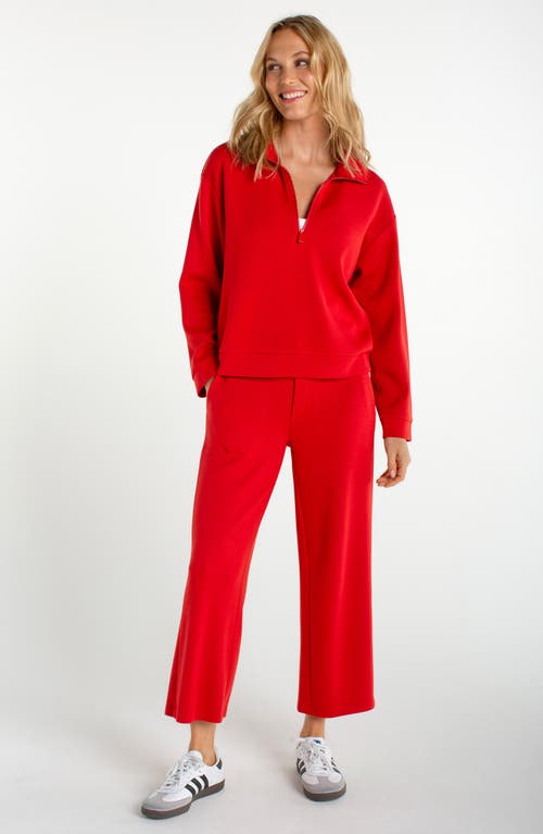 Liverpool Los Angeles Crop Wide Leg Sweatpants In Red