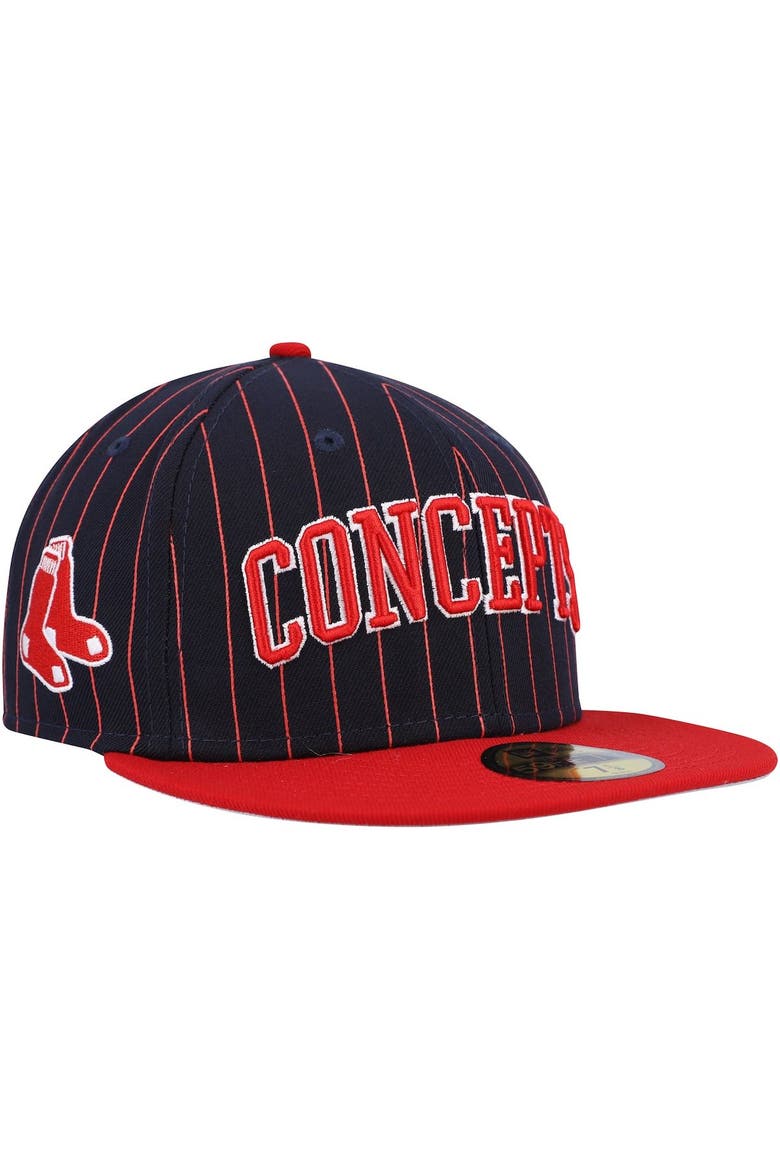 Men's New Era  Navy Boston Red Sox Concepts Pinstripe 59FIFTY Fitted Hat, Main, color, Navy