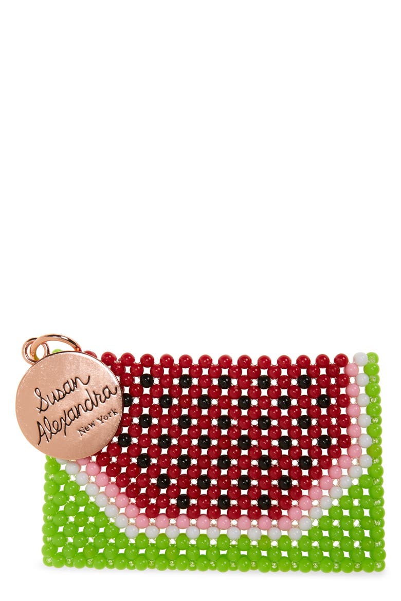Watermelon-ita Beaded Card Holder, Main, color, MULTI