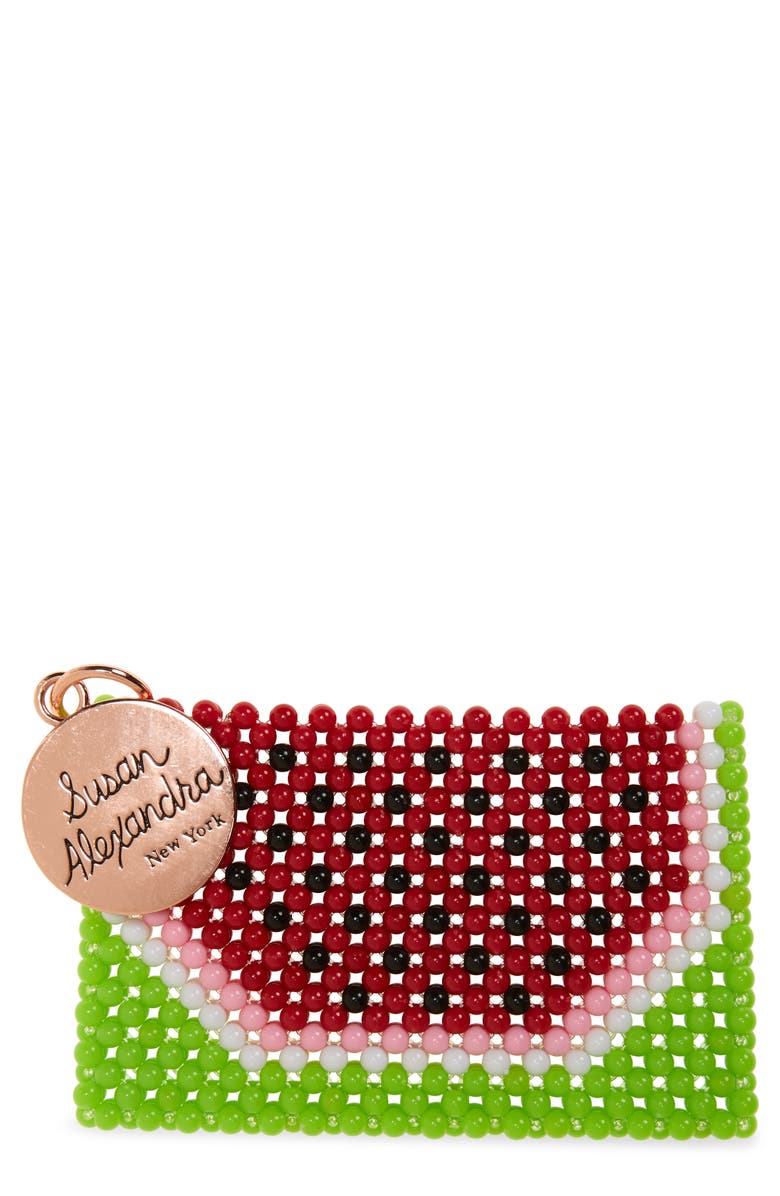 Susan Alexandra Watermelon-ita Beaded Card Holder, Main, color, 