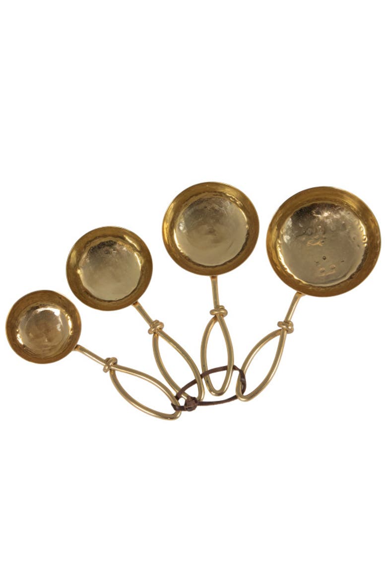 Set of 4 Hammered Stainless Steel Scoops, Gold Finish, Alternate, color, Brass