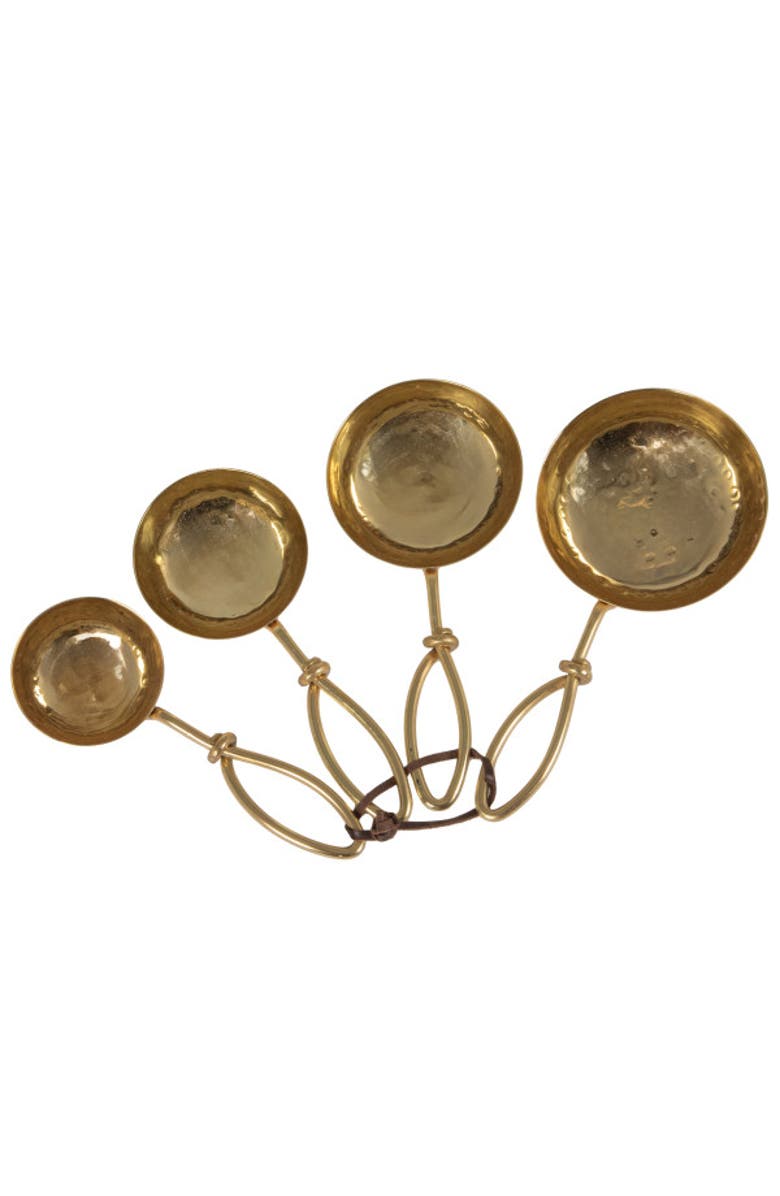 Storied Home Set of 4 Hammered Stainless Steel Scoops, Gold Finish, Alternate, color, Brass