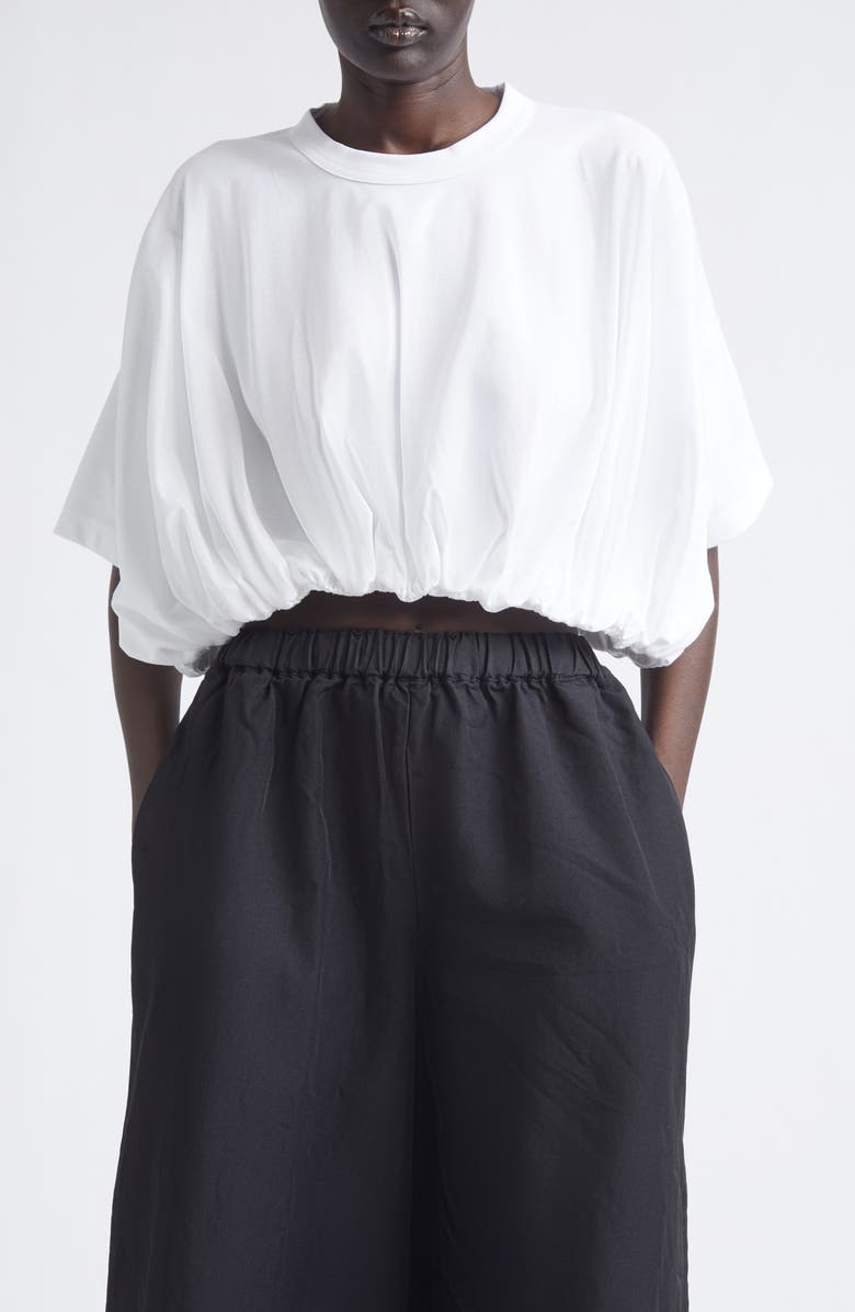 Noir Kei Ninomiya Bubble Hem Cotton Ponte Crop Top, Main, color, White
