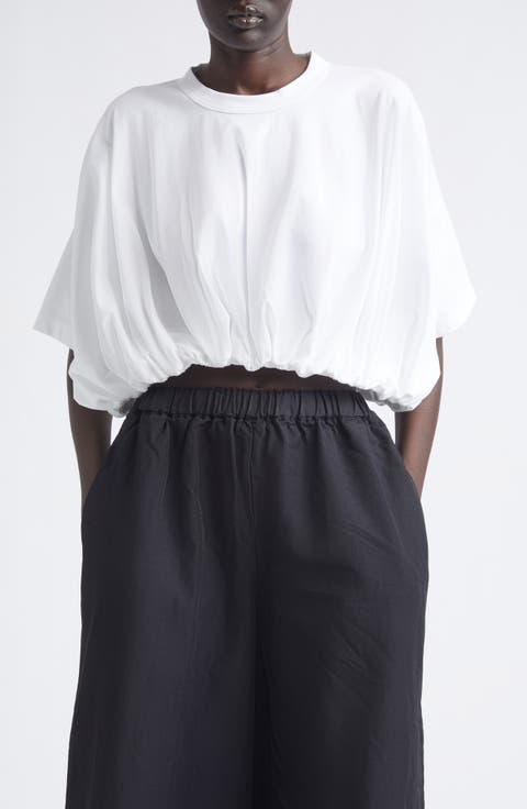 Bubble Hem Cotton Ponte Crop Top