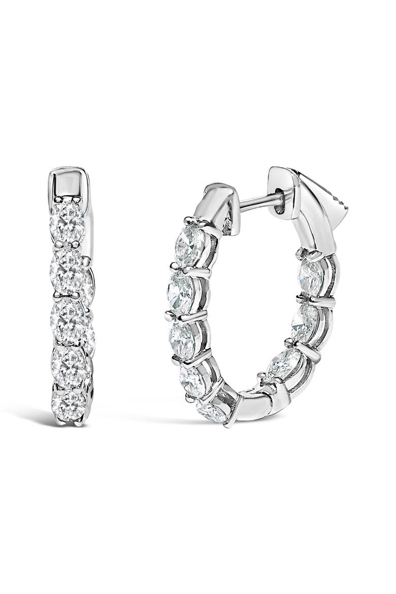 14K White Gold 2 3/4 Cttw Oval Cut Lab Grown Diamond Inside Out Hoop Earrings, Main, color, White