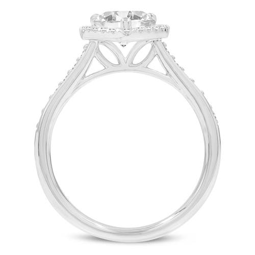 LUVMYJEWELRY LUVMYJEWELRY ATHENA 14K WHITE GOLD PEAR LAB GROWN DIAMOND HALO ENGAGEMENT RING