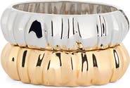 Tasha Set of 2 Two-Tone Textured Bangle Bracelets