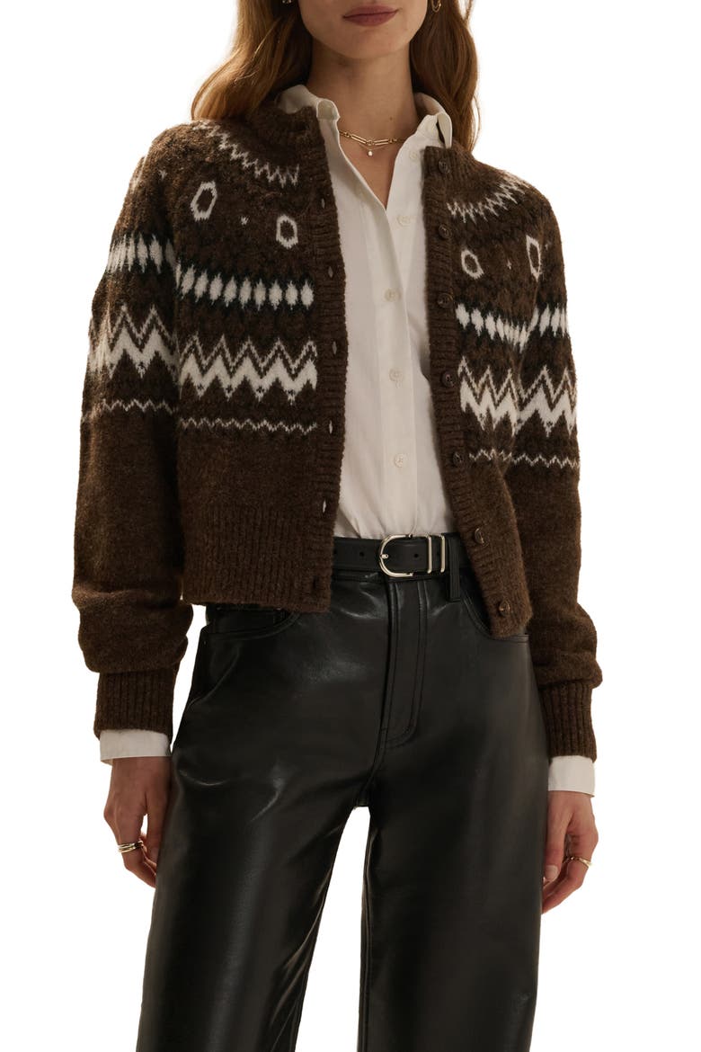 The Cropped Chalet Cardigan, Main, color, ESPRESSO MULTI