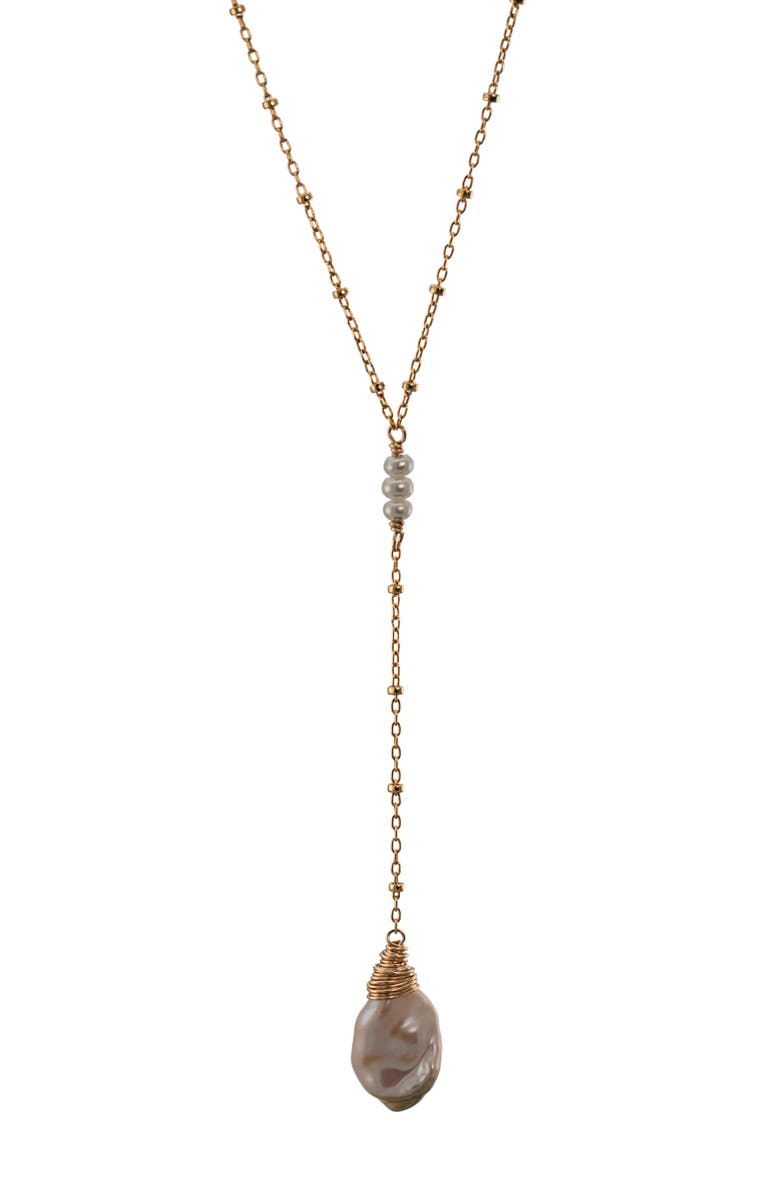 ALBISIA Keshi Pearl Lariat, Main, color, 14K Yellow Gold
