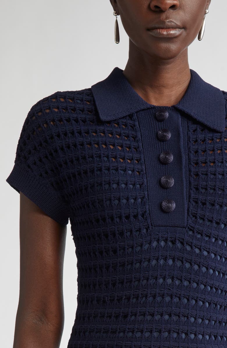 ST. JOHN Casey Pointelle Knit Dress, Alternate, color, Navy