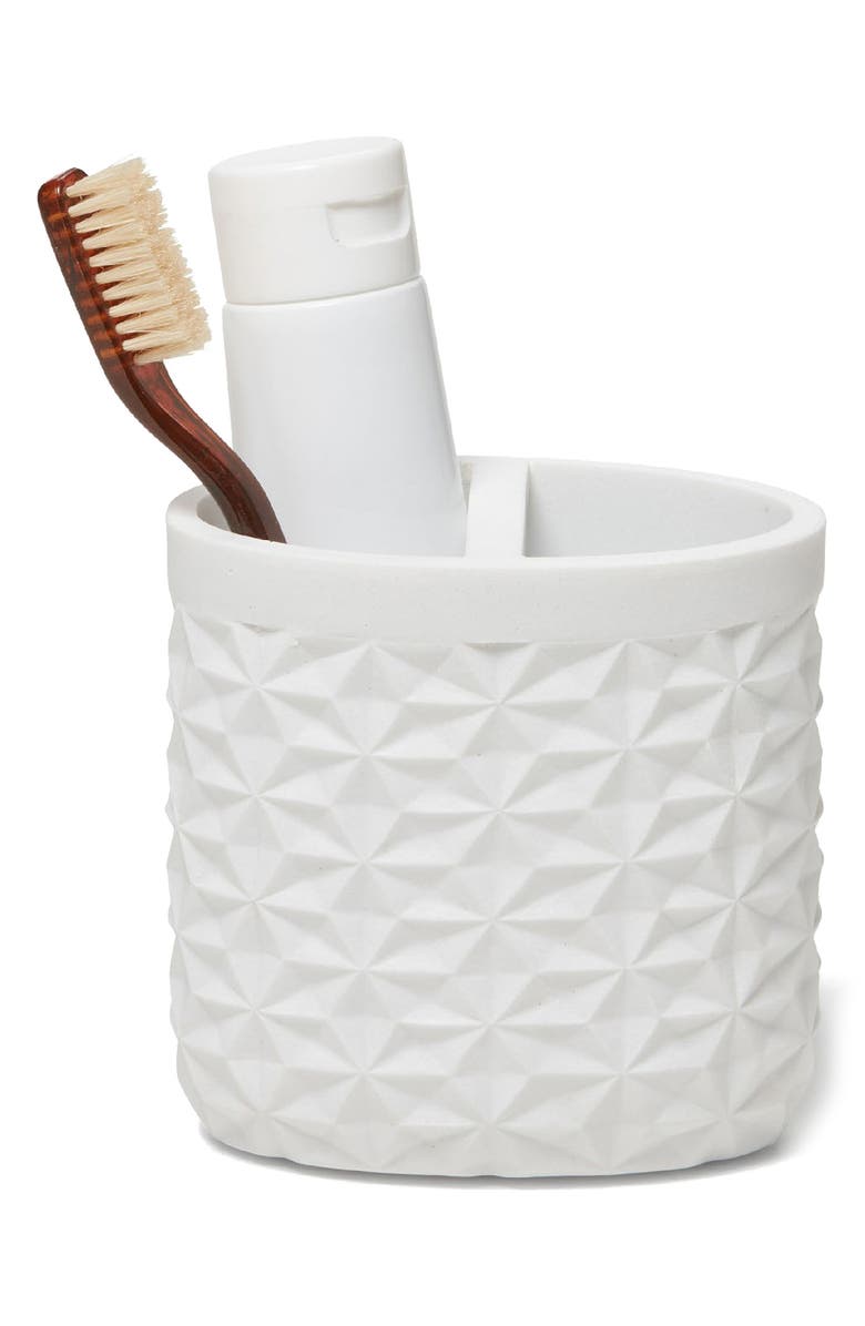 ROSELLI TRADING COMPANY Quilted Toothbrush Holder, Alternate, color, White