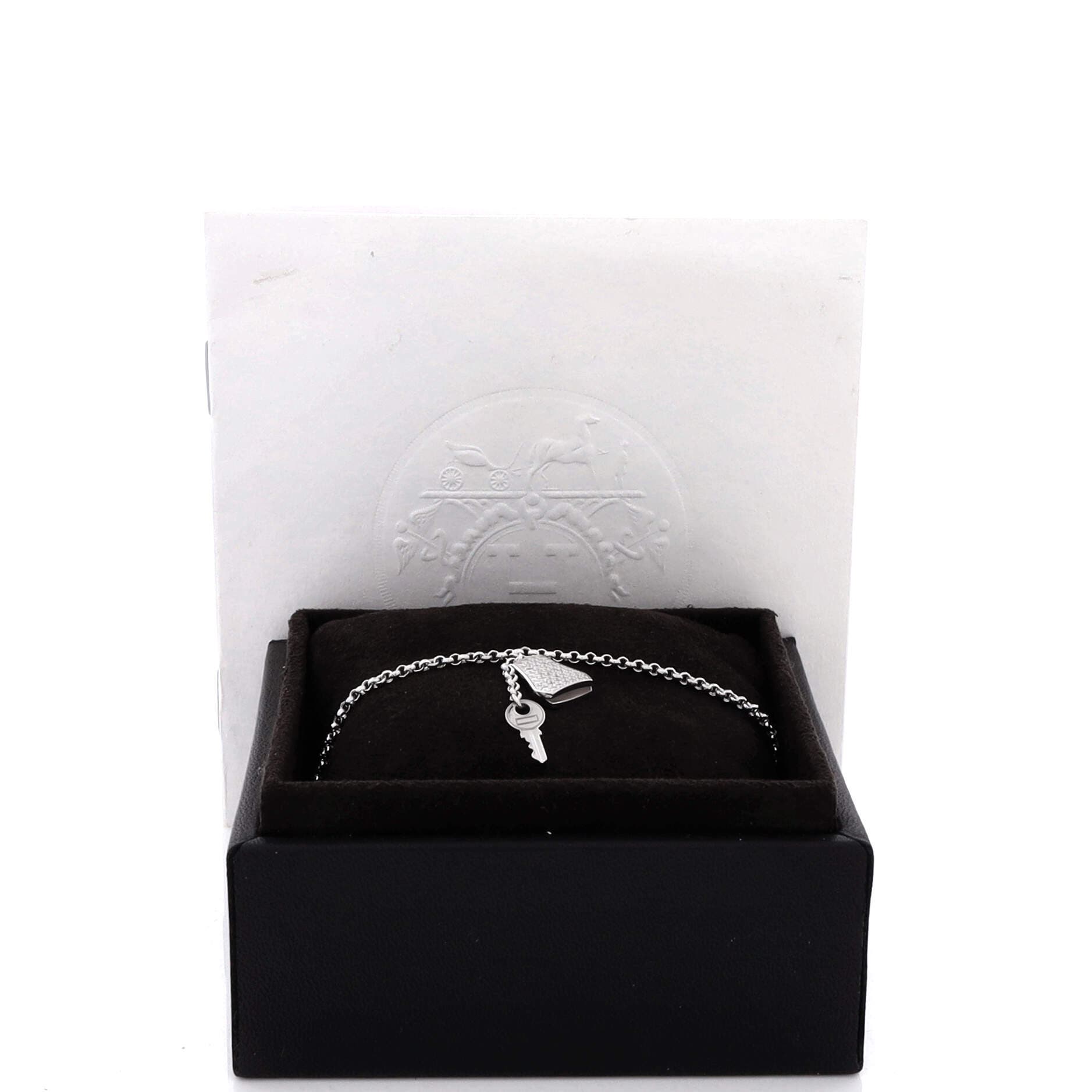Kelly Clochette Chain Bracelet 18K White Gold with Pave Diamonds Small, Alternate, color, Metallic Gold