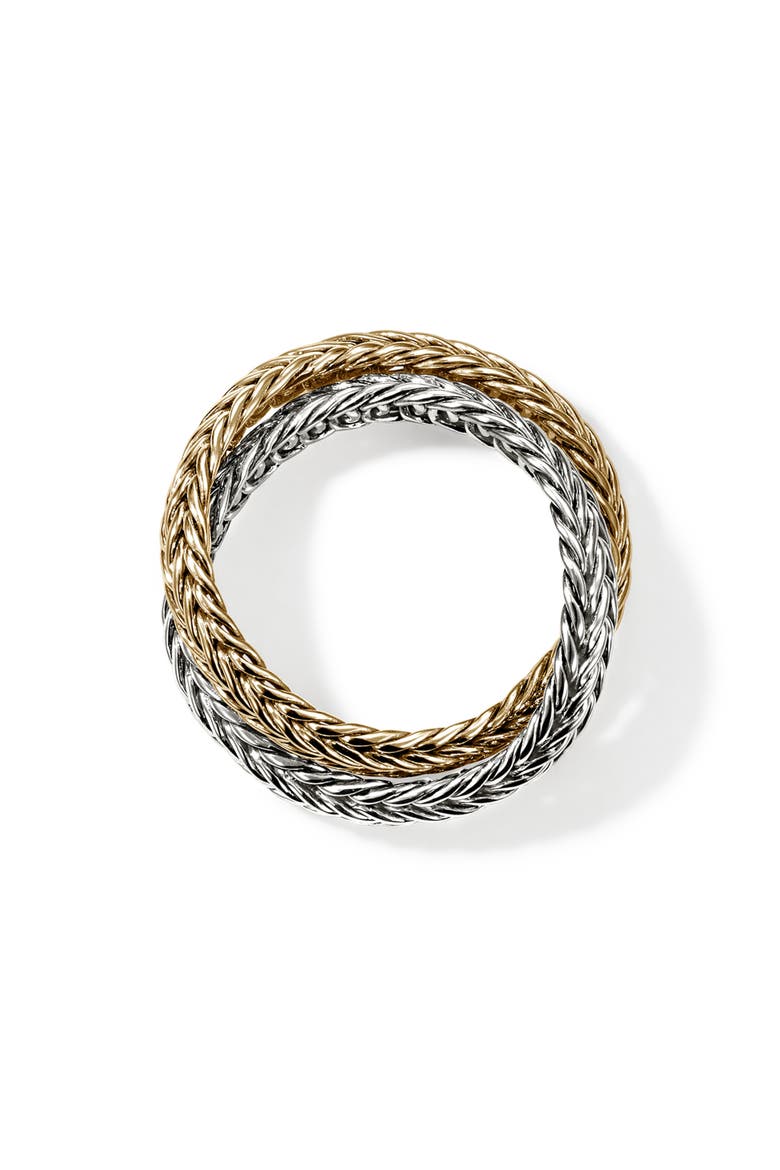 Icon Chevron Crossover Ring, 4.5mm, Alternate, color, SILVER AND GOLD