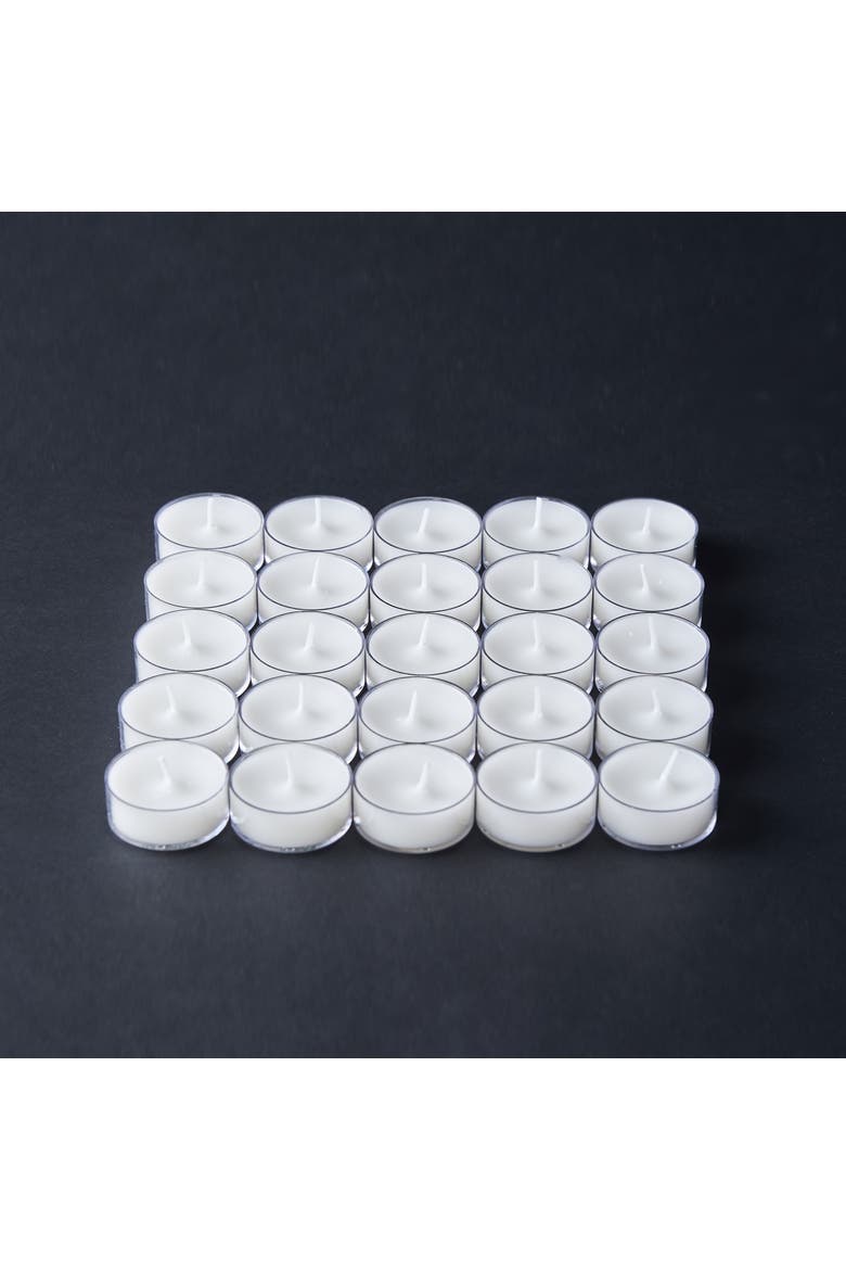 25 Clear Cup Tealight Candles Everyday White Wax 3 Hour Burn, Alternate, color, White