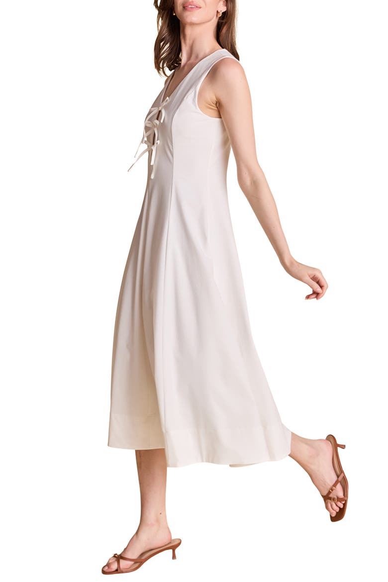 Front Bow Tie Midi Dress, Alternate, color, WHITE