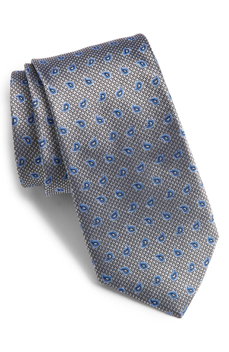 Nordstrom Neat Silk Tie, Main, color, Silver