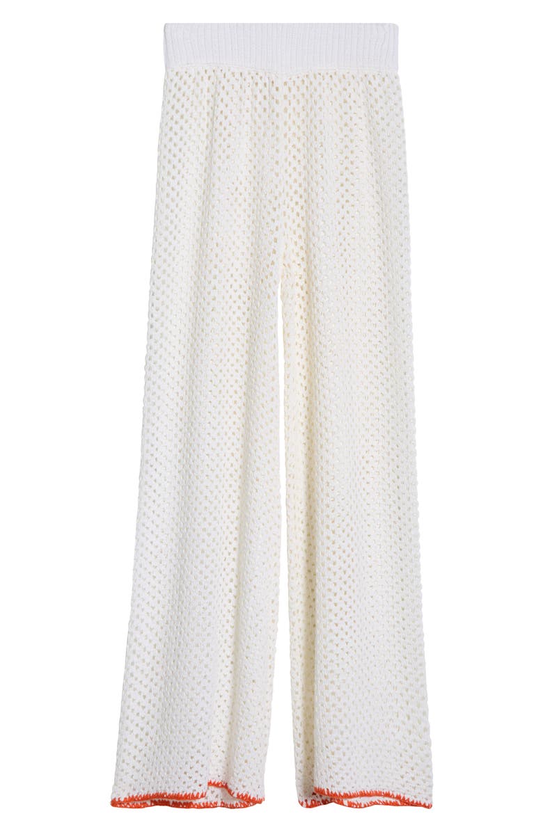 Elan Metallic Open Stitch Cover-Up Pants, Main, color, White