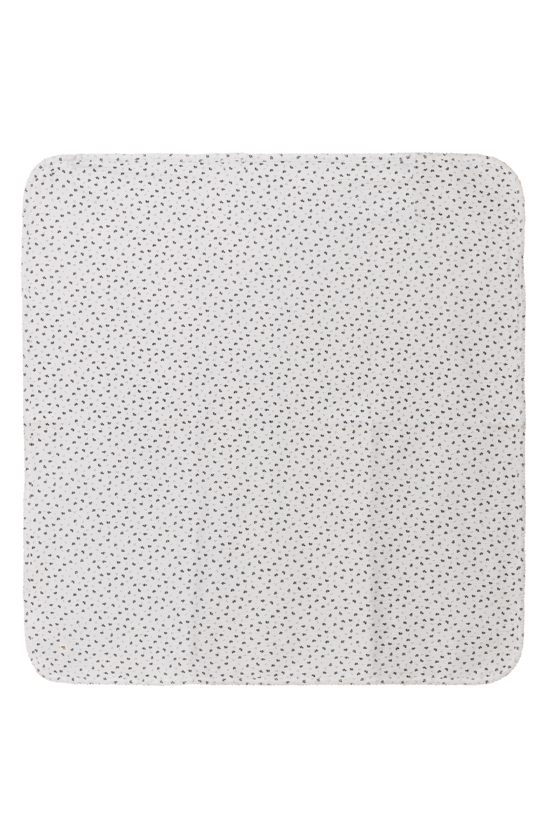 Fragile Crinkle Flower Print Knit Blanket, Main, color, White/Black