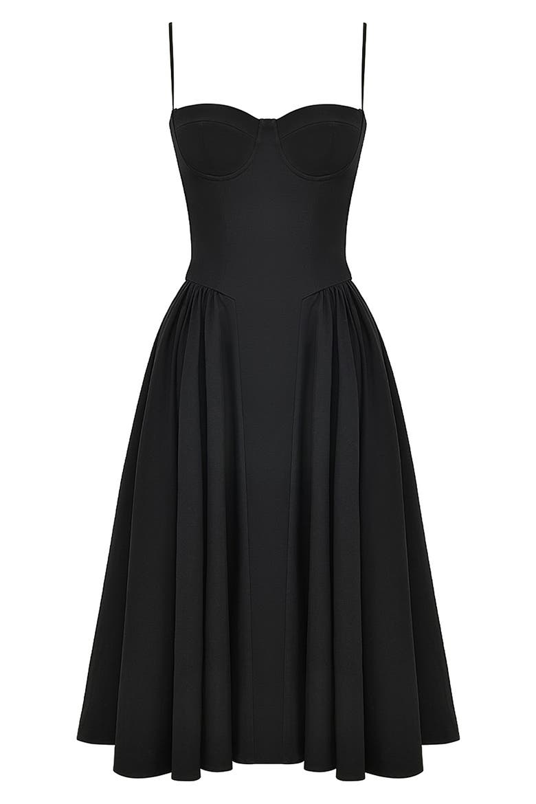 Samaria Underwire Fit & Flare Cocktail Dress, Alternate, color, BLACK