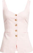 Open Edit Button Front Linen Blend Tank