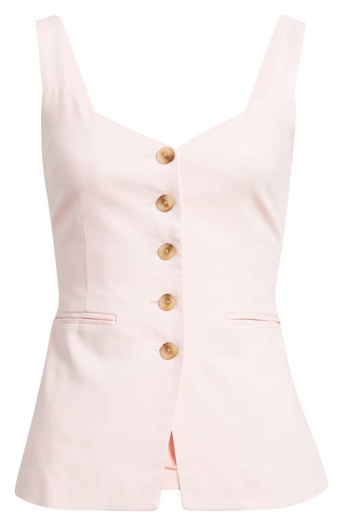 Open Edit Button Front Linen Blend Tank In Pink