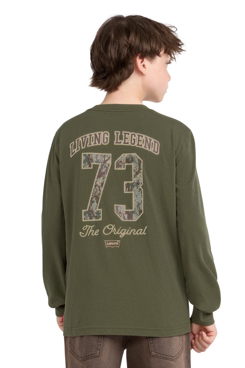 Kids' Graphic Long Sleeve T-Shirt, Alternate, color, OLIVE NIGHT