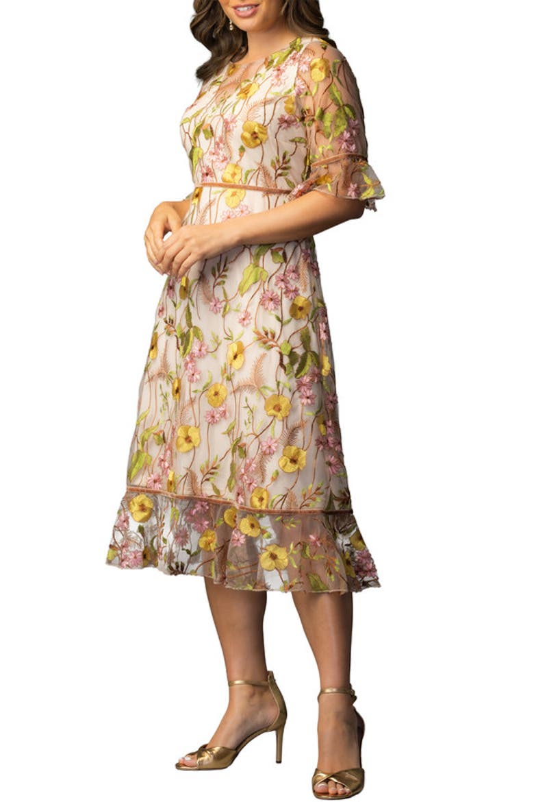 Wildflower Embroidered Dress, Alternate, color, Sunkissed Garden