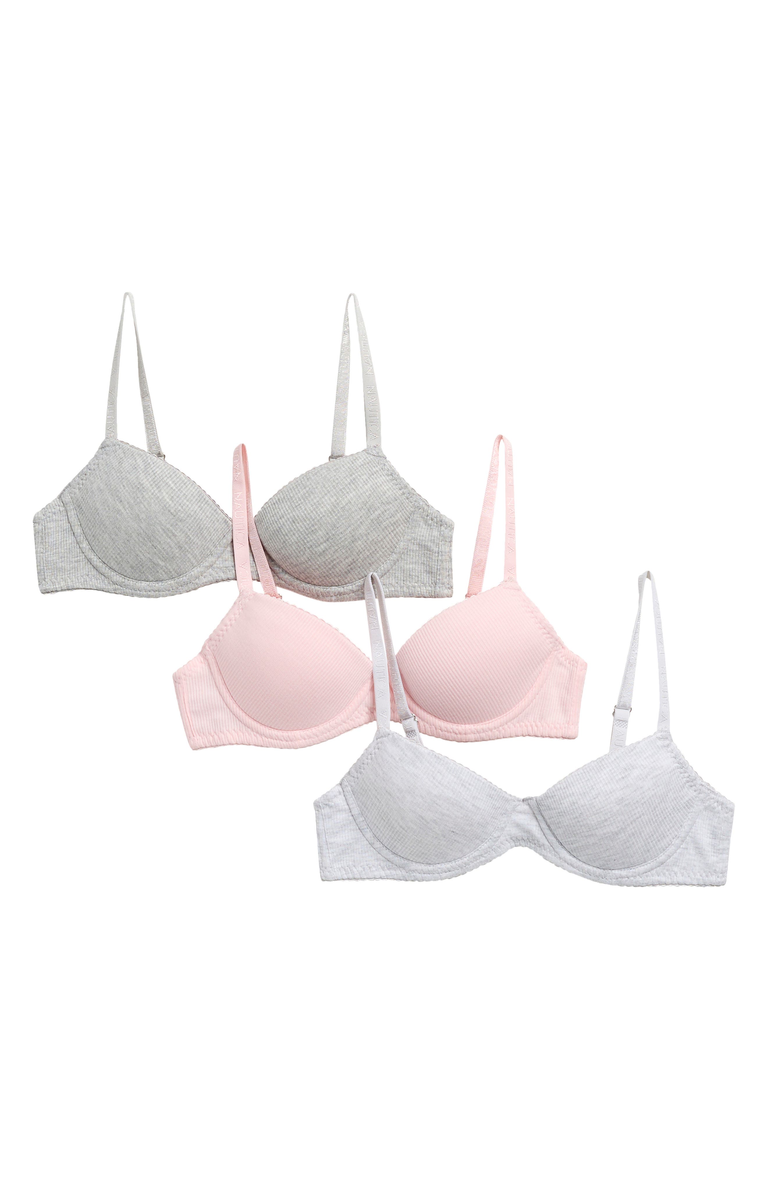 Nautica Kids' Assorted 3-Pack Underwire Molded Bras