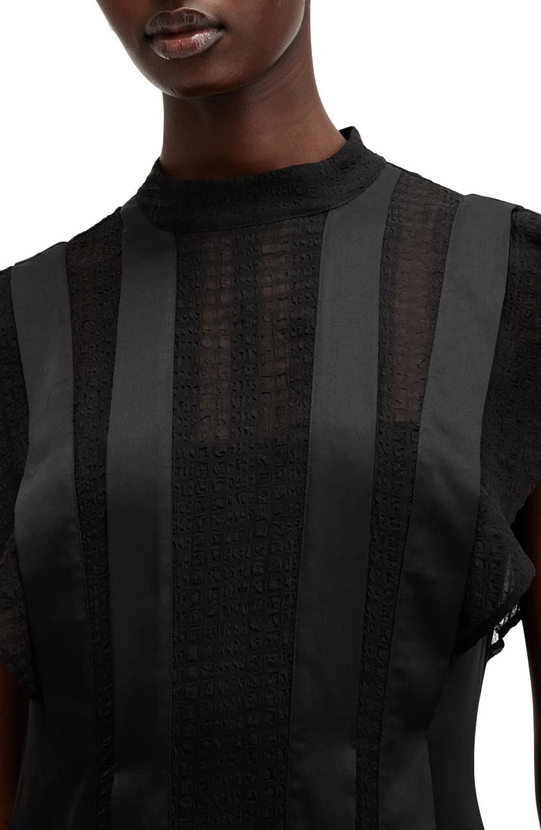 AllSaints Fleur Texture Dress, Alternate, color, Black