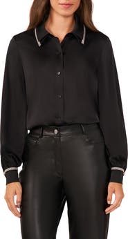 Halogen® Beaded Double Collar Button-Up Shirt
