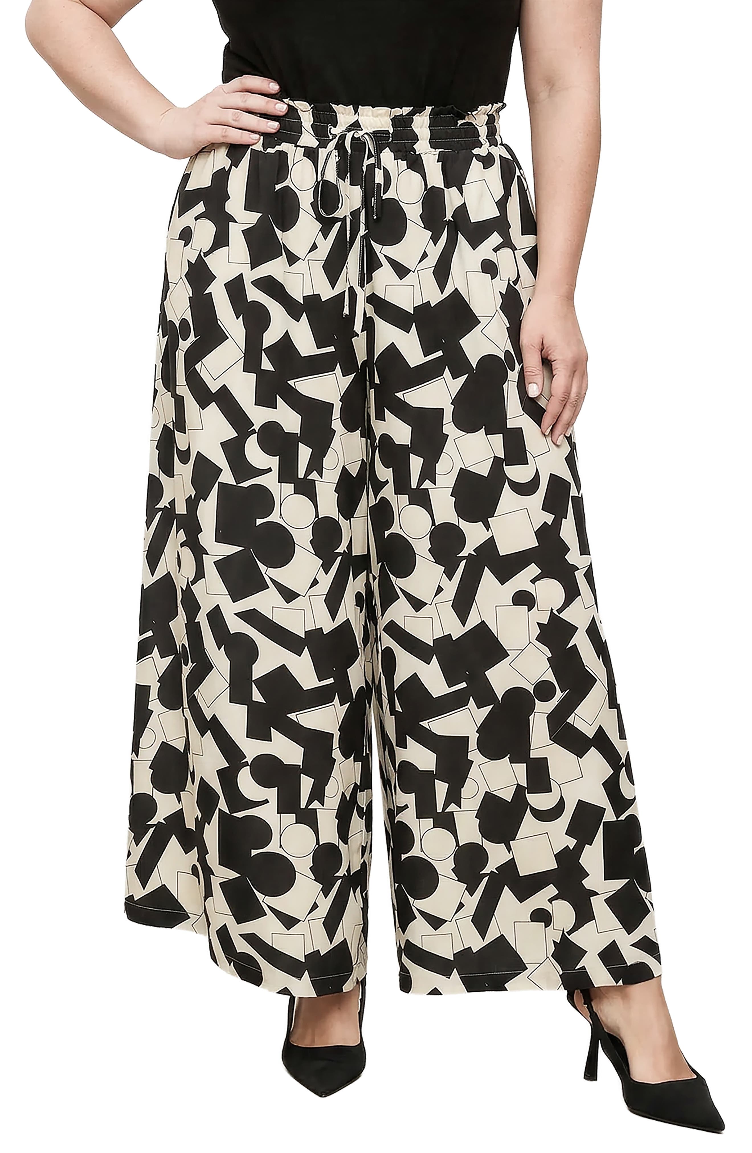 Drawstring Waist Wide Leg Pants