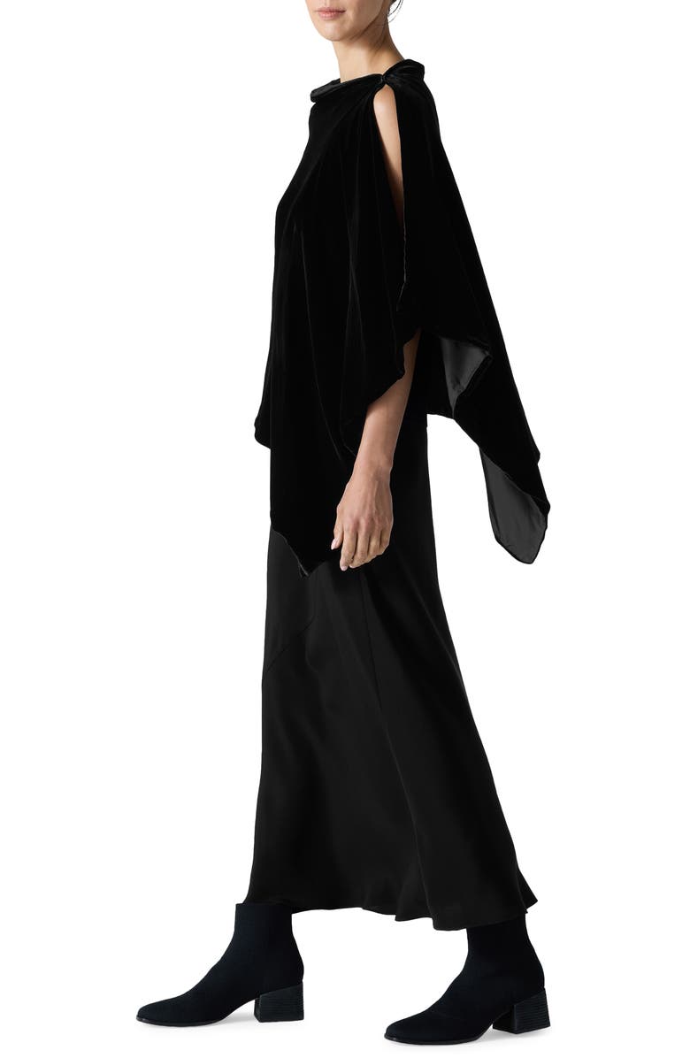 Eileen Fisher Velvet Poncho, Alternate, color, Black