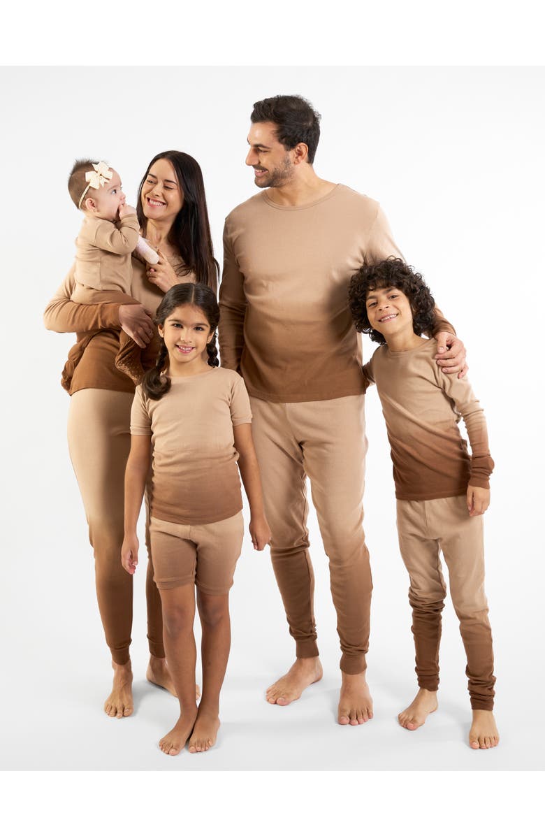 Leveret Footed Tie Dye Cotton Matching Family Pajamas, Alternate, color, Tie Dye Beige