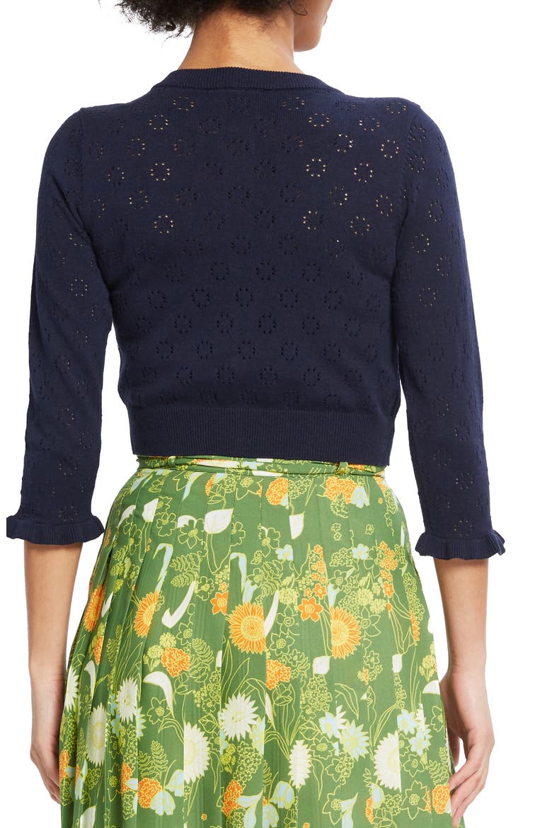 Ruffle Sleeve Crop Cardigan, Alternate, color, NAVY