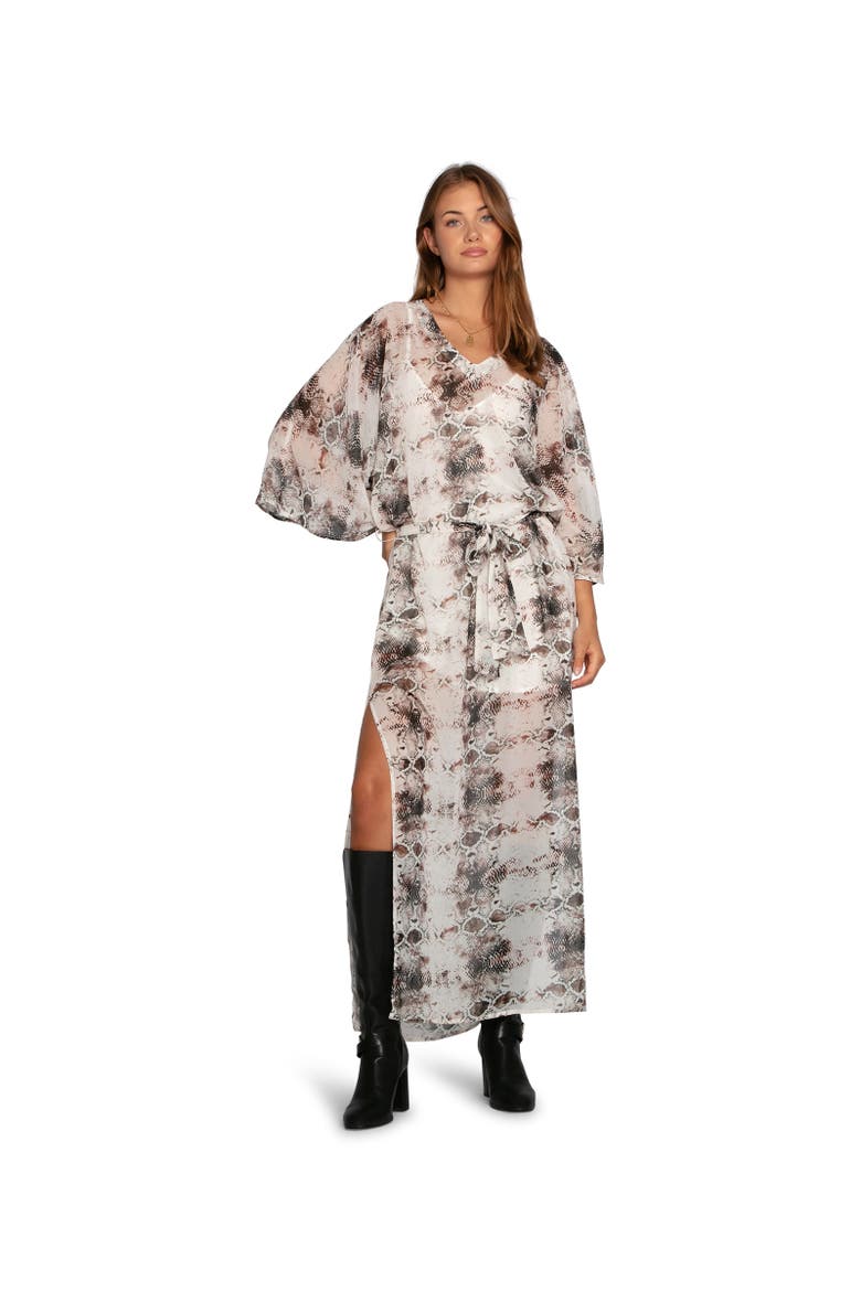 Heart On Fire Snake Print Kaftan, Alternate, color, Dark Brown