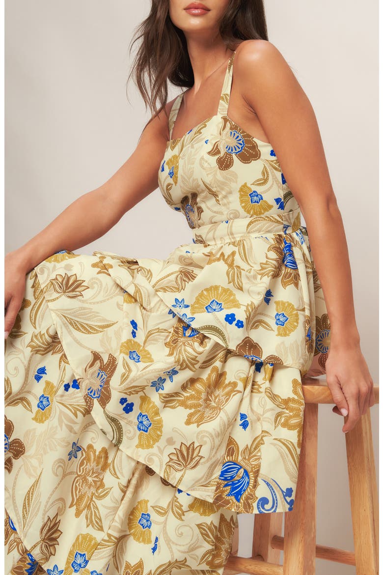Tiered Ruffle Print Maxi Dress, Alternate, color, IVORY