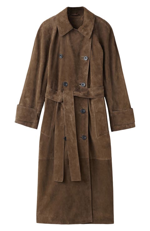 Selection Double Breasted Suede Trench Coat