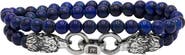 John Varvatos Men's Wolf Beaded Lapis Wrap Bracelet
