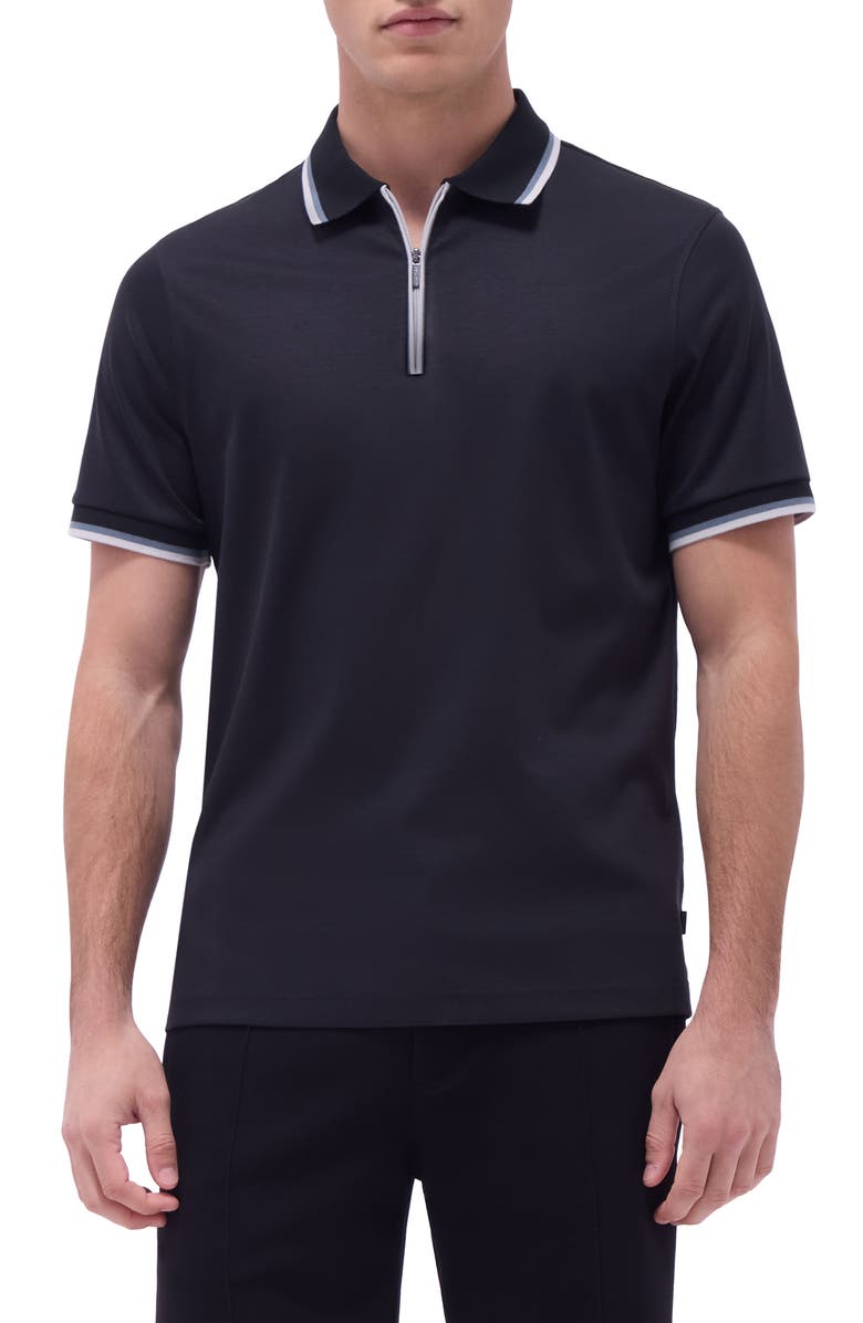 Bugatchi Tipped Quarter Zip Polo, Main, color, 