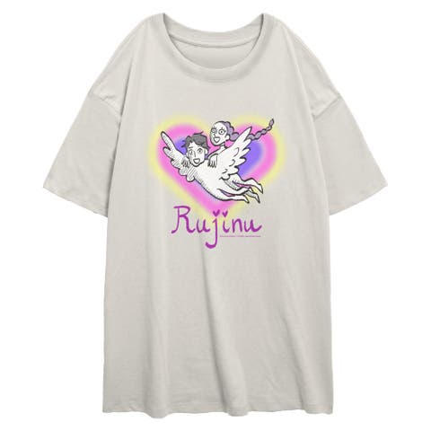 Junior's Fan Art Rujinu Couple Short Sleeve Oversized T-shirt