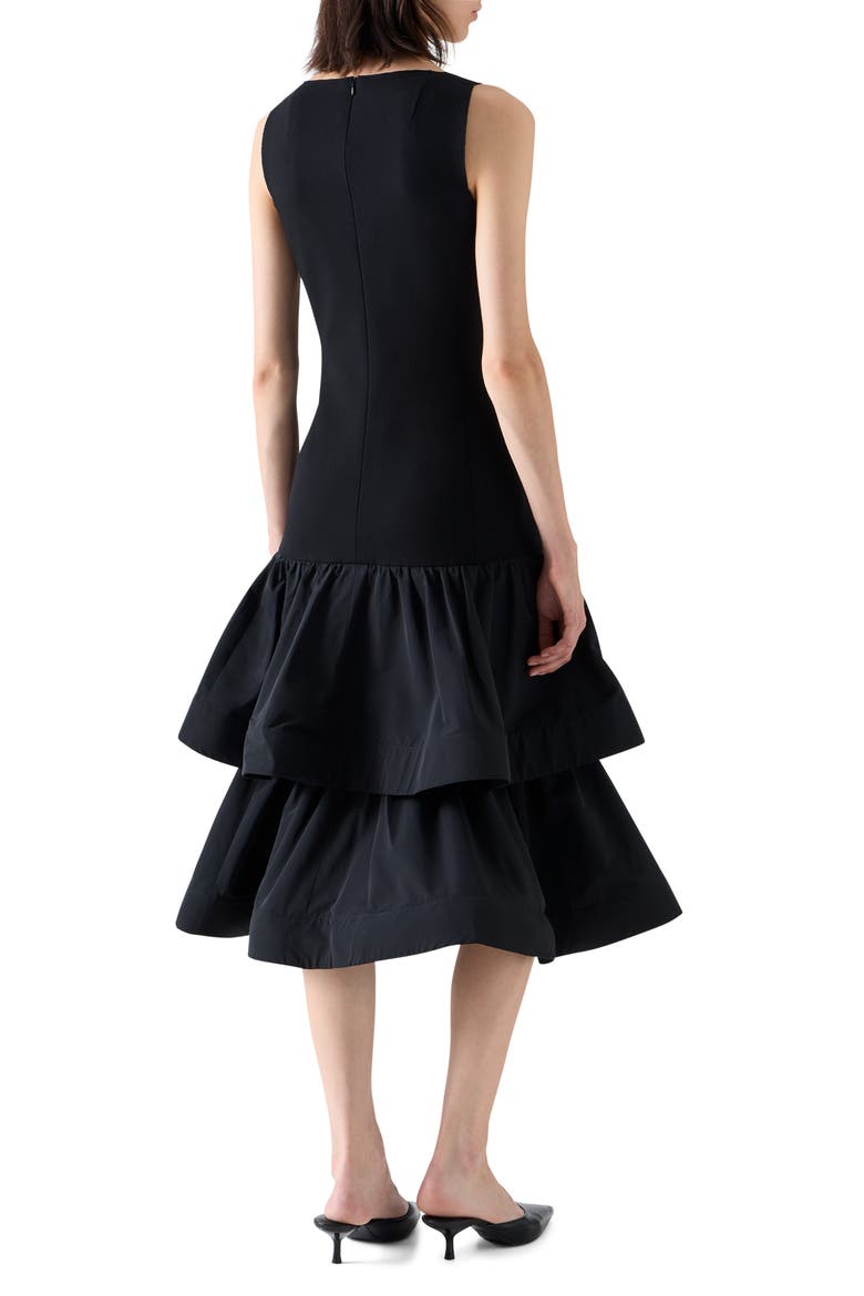 Mixed Media Jersey Midi Dress, Alternate, color, BLACK