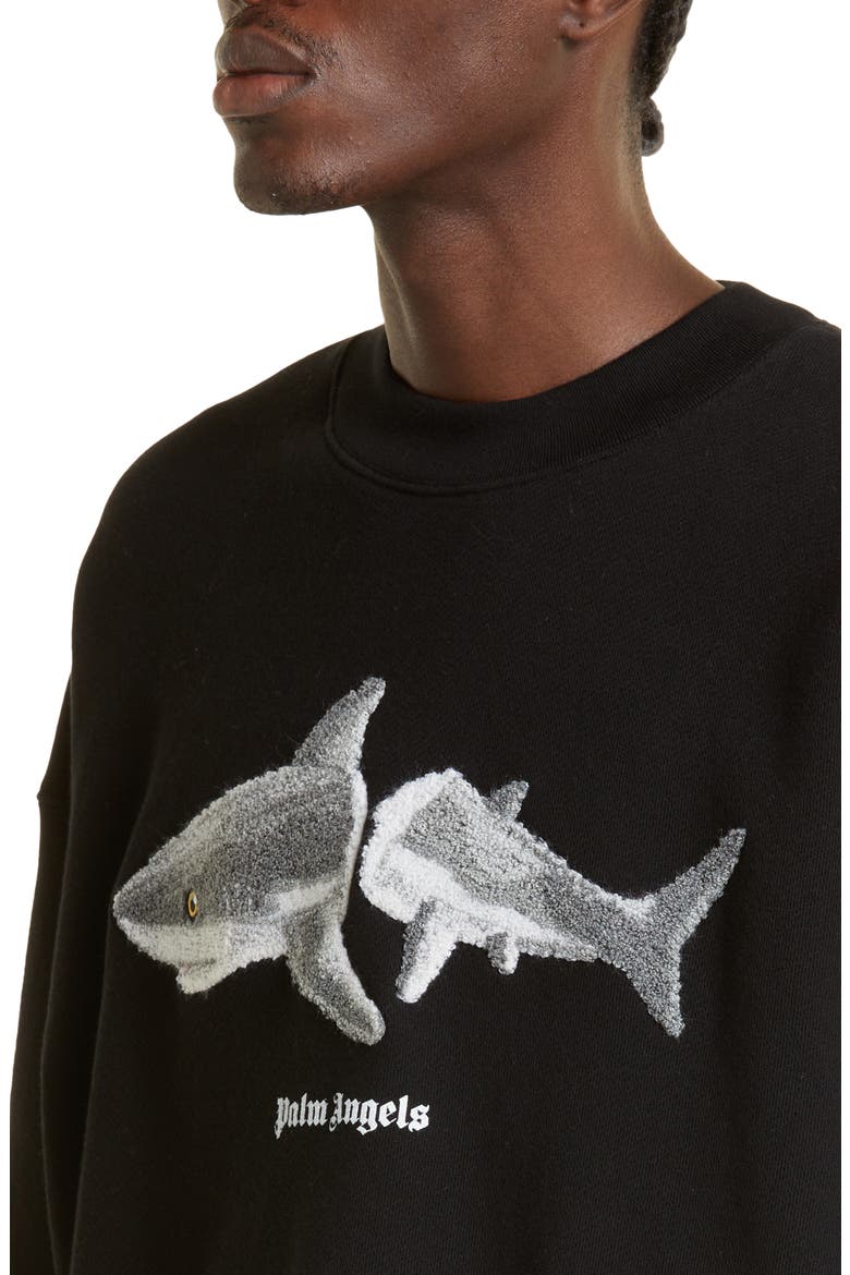 Shark Appliqué Sweatshirt, Alternate, color, BLACK GREY