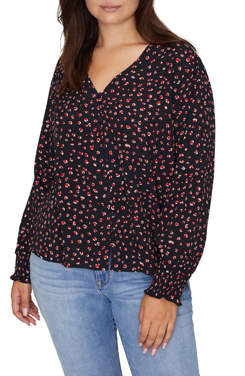 Sanctuary Noelle Print Smocked Cuff Blouse, Main, color, 