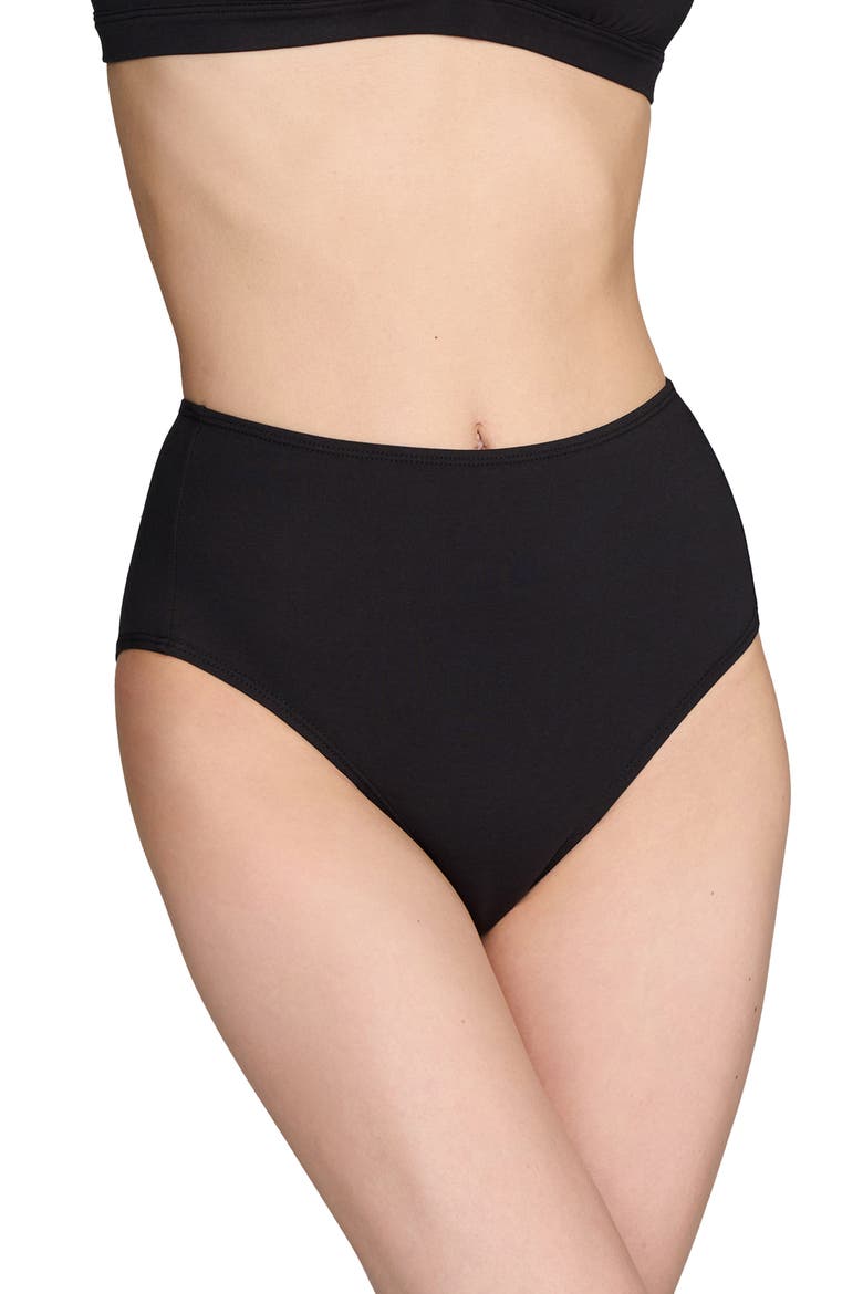 The Highwaist High Cut Cotton Briefs, Main, color, BLACK