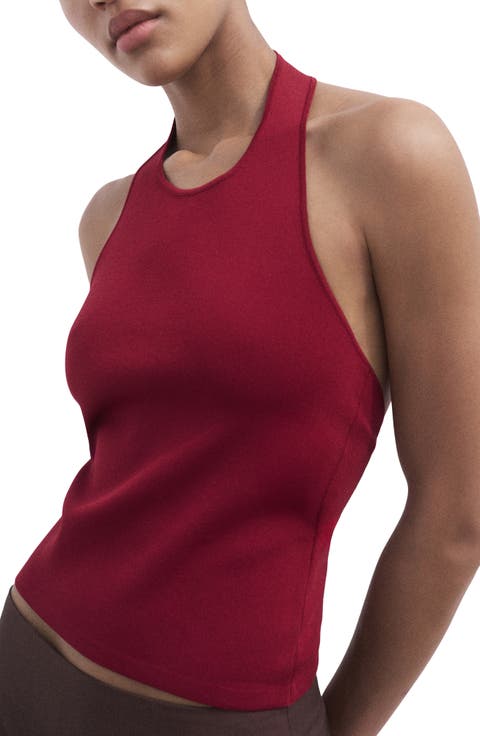 Hoop Detail Rib Halter Top