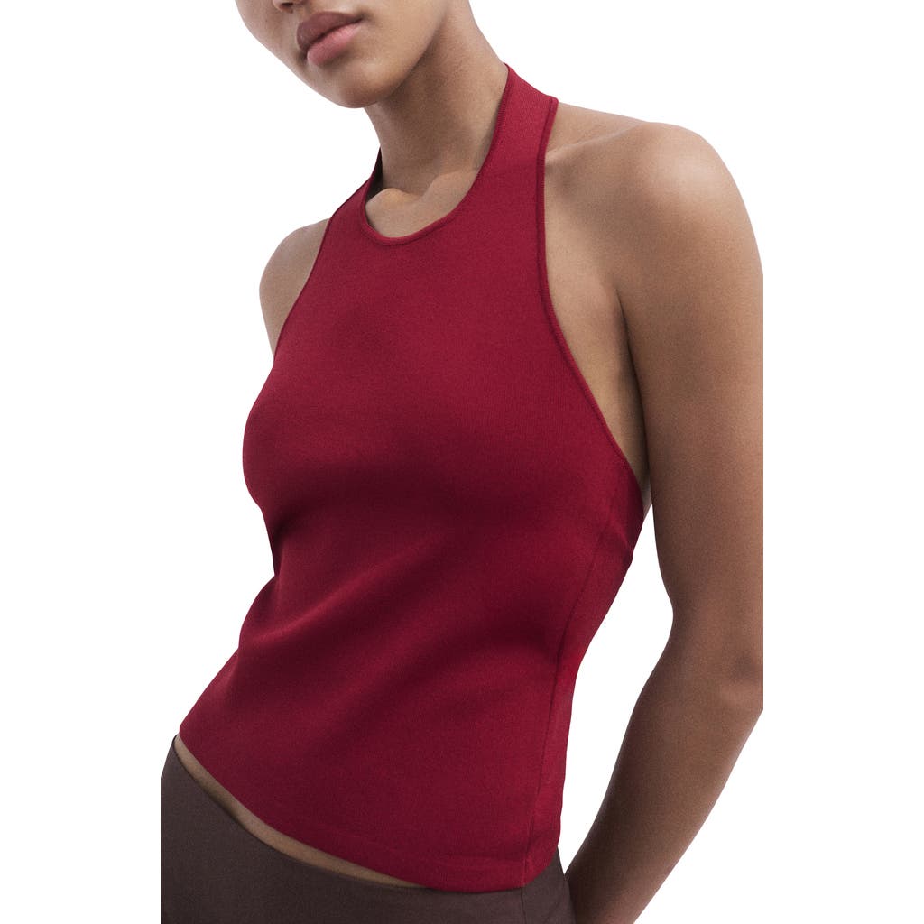 Mango Knitted Top With Hoop Detail Wine In Burgundy