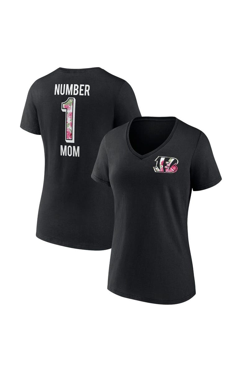 FANATICS Women's Fanatics Branded Black Cincinnati Bengals Plus Size Mother's Day #1 Mom V-Neck T-Shirt, Main, color, 
