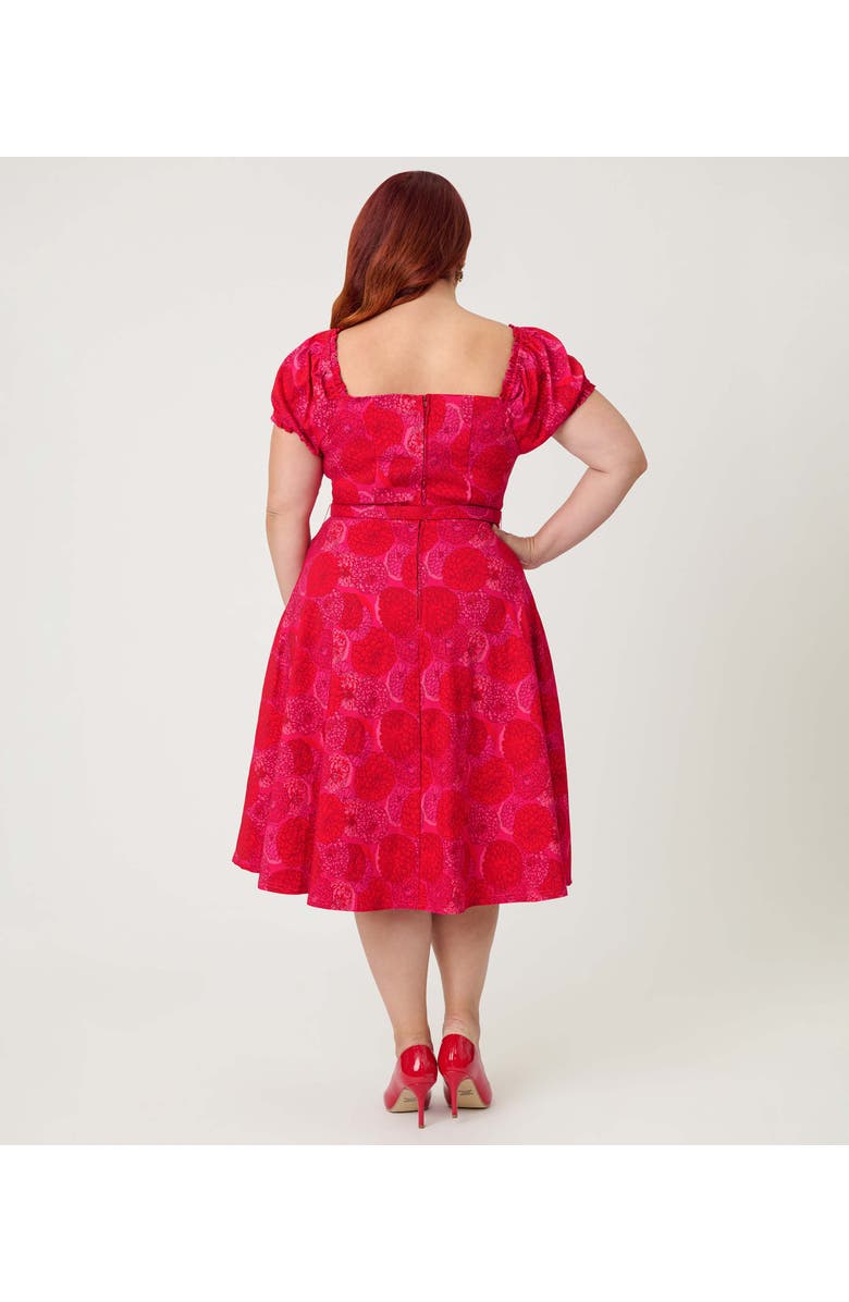 Unique Vintage Plus Size Ohara Swing Dress, Alternate, color, Red 
Pink Flower Print