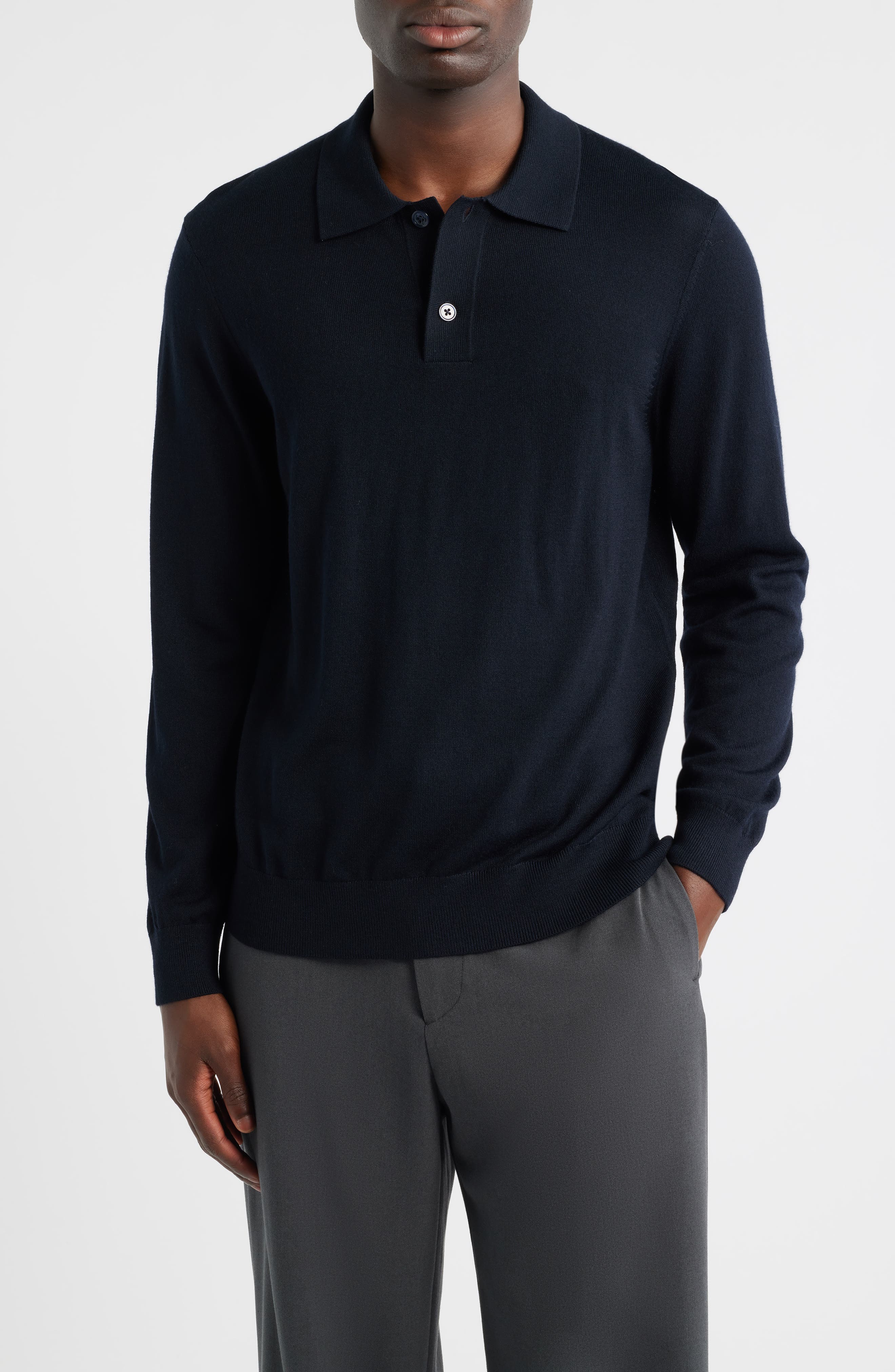 NN07 Serge 6584 Long Sleeve Wool Blend Polo Sweater